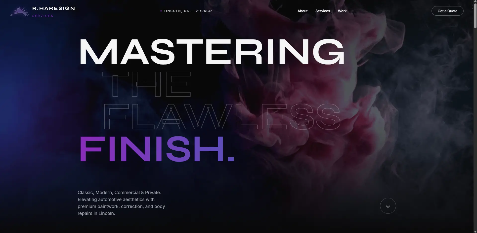 R.Haresign Car Paint Sprayer Premium Showcase Website